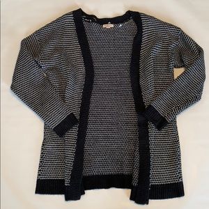 Black and White Open Front Sweater